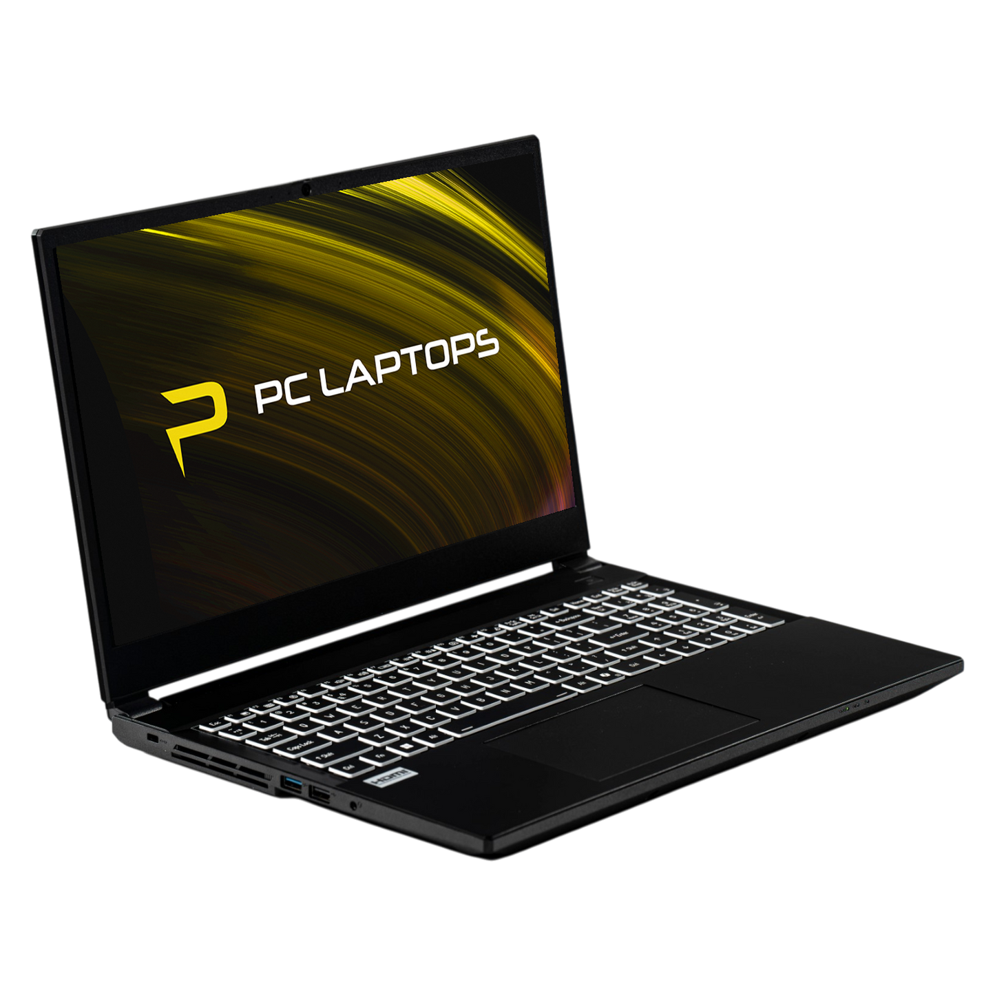 PC Laptops SM-5 15-inch laptop, open — Full HD display, backlit keyboard