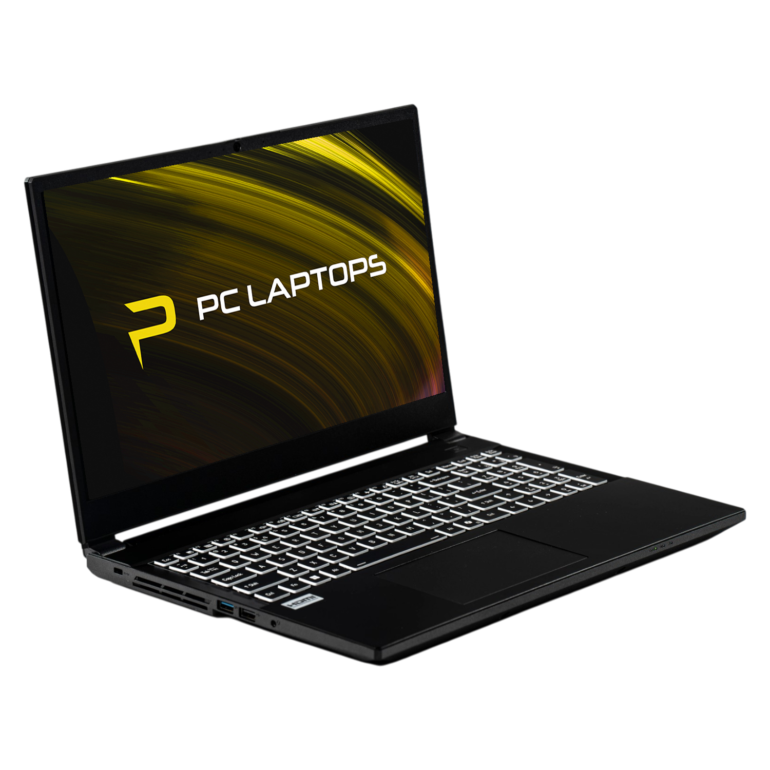 PC Laptops SM-5 15-inch laptop, open — Full HD display, backlit keyboard